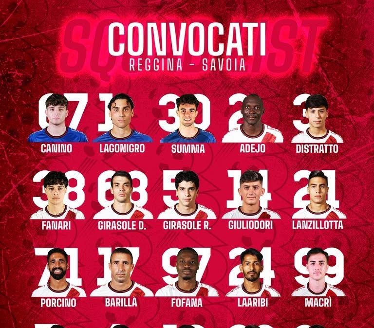 Reggina - Savoia, i convocati di mister Torrisi 