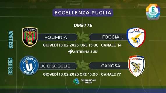 Eccellenza, due gare in diretta domani su Antenna Sud e Teleregione 