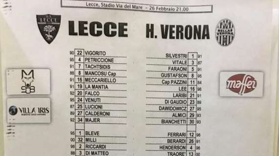 Le formazioni ufficiali di Lecce-Verona: gioca Majer a centrocampo 