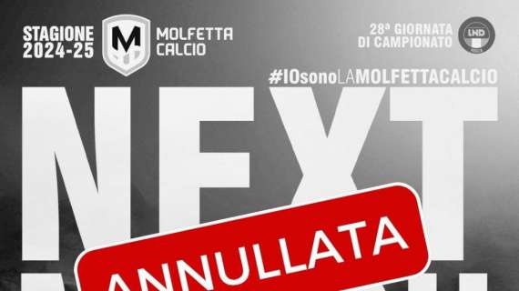 Molfetta-Manduria rinviata a data da destinarsi: il cordoglio del club per la scomparsa di Davide