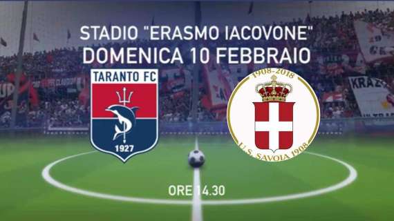 Verso Taranto-Savoia: match d'alta quota allo 'Iacovone'