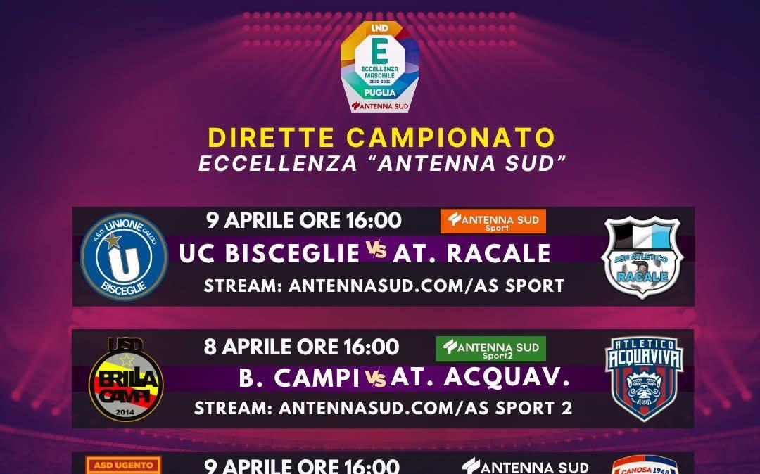 Eccellenza, i match in diretta su Antenna Sud e Teleregione