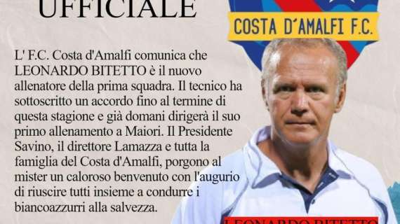 UFFICIALE - Costa D’Amalfi, Dino Bitetto è il nuovo allenatore 