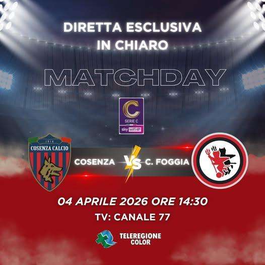 Serie C/C, Cosenza-Foggia in diretta su Teleregione