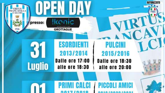 Virtus Francavilla, la scuola calcio arriva a Grottaglie: open day gratuito il 31 luglio e 1° agosto