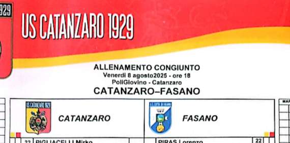Catanzaro-Fasano, le formazioni ufficiali dell’amichevole 