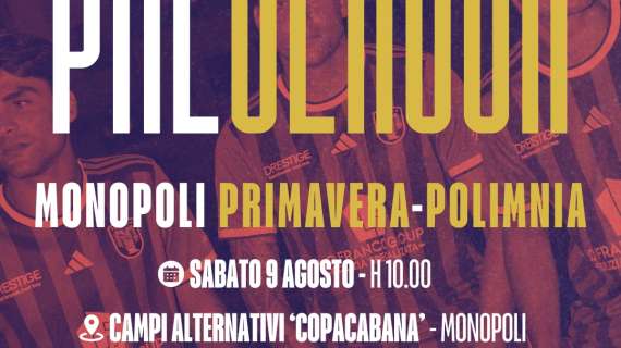 Polimnia, sabato 9 agosto test contro la Primavera del Monopoli