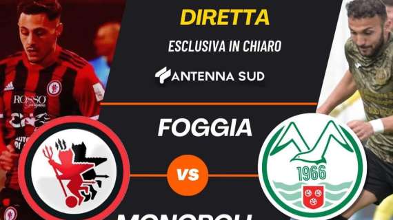 Foggia-Monopoli, sfida in diretta su Antennasud 