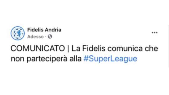 Il post ironico della Fidelis Andria: "Non parteciperemo alla SuperLeague"