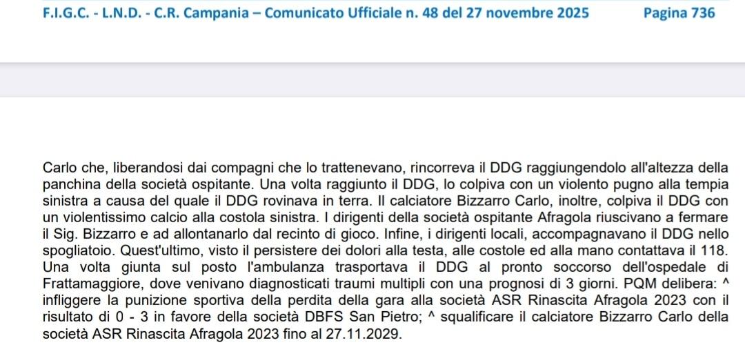 Rincorre l’arbitro e lo colpisce: la Lega interviene con una sanzione esemplare