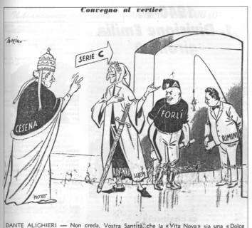 Vignetta di Marino Guarguaglini dedicata alla promozione in serie C del Cesena nel 1960 e pubblicata su uno speciale del Guerin Sportivo (supplemento al numero 21)