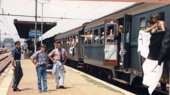 Glauco Carghini insieme a Giuseppe Righetti alla partenza per lo spareggio di San Benedetto (8 luglio 1987)