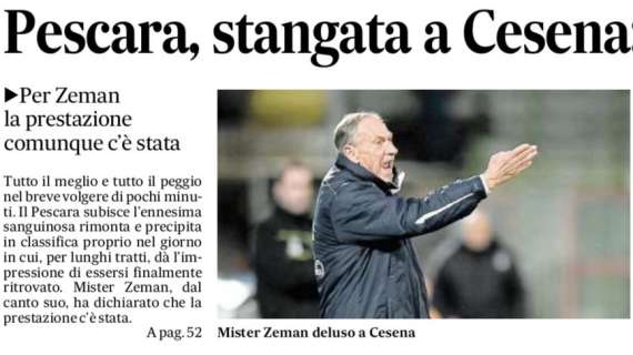Il Messaggero: "Pescara, stangata a Cesena"