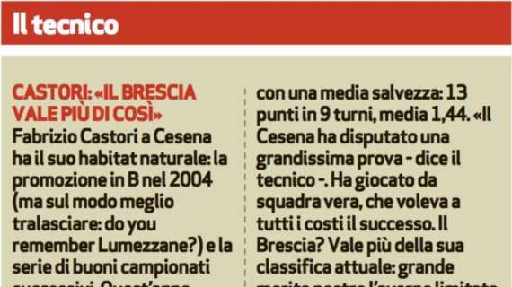 Brescia Oggi: Castori, "do you remember Lumezzane?"