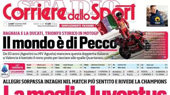 Corriere dello Sport, l'apertura: "La meglio Juventus"