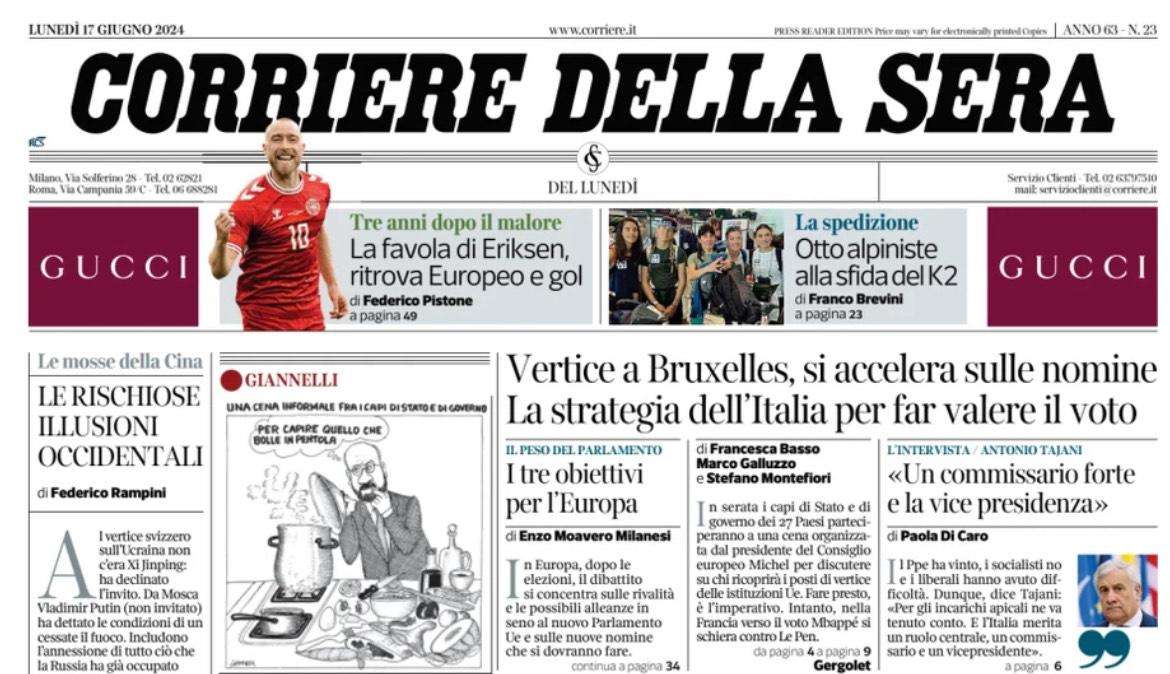 Corsera - La favola di Eriksen, ritrova Europeo e gol