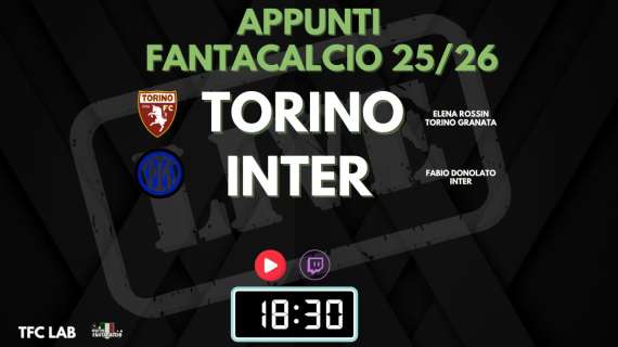 TWITCH - Dalle 18:30 TFC Lab: Primi appunti su Torino e Inter