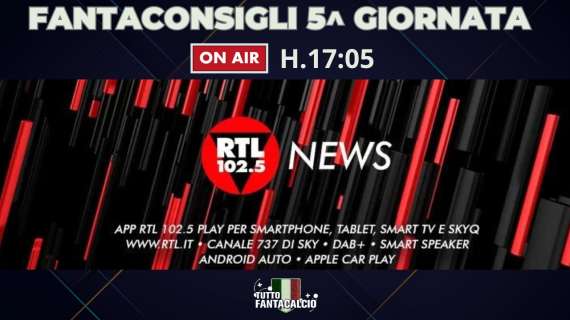 Fantacalcio, i nostri consigli per la 5^ giornata su Rtl 102.5 news