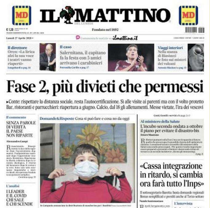 Il Mattino: "Conte apre, ma c'è il caso protocollo"