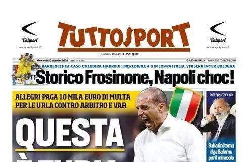 Napoli-Frosinone, Tuttosport: "Storico Frosinone, Napoli choc!"