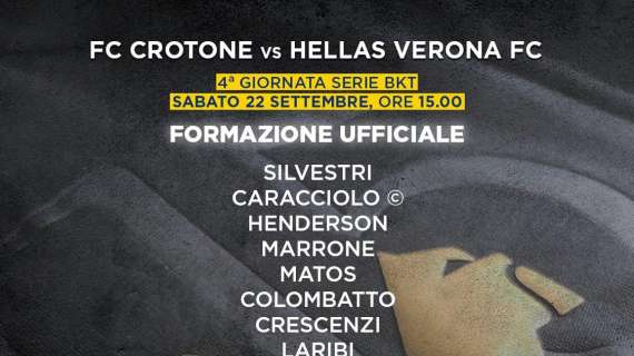 Crotone-Verona, le formazioni ufficiali