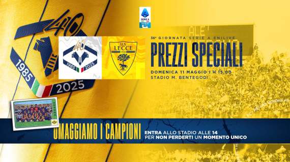 Verona - Lecce: prezzi speciali per la partita di domenica 