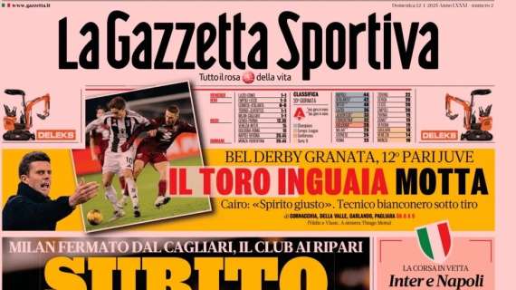 Gazzetta - Il Toro inguaia Motta