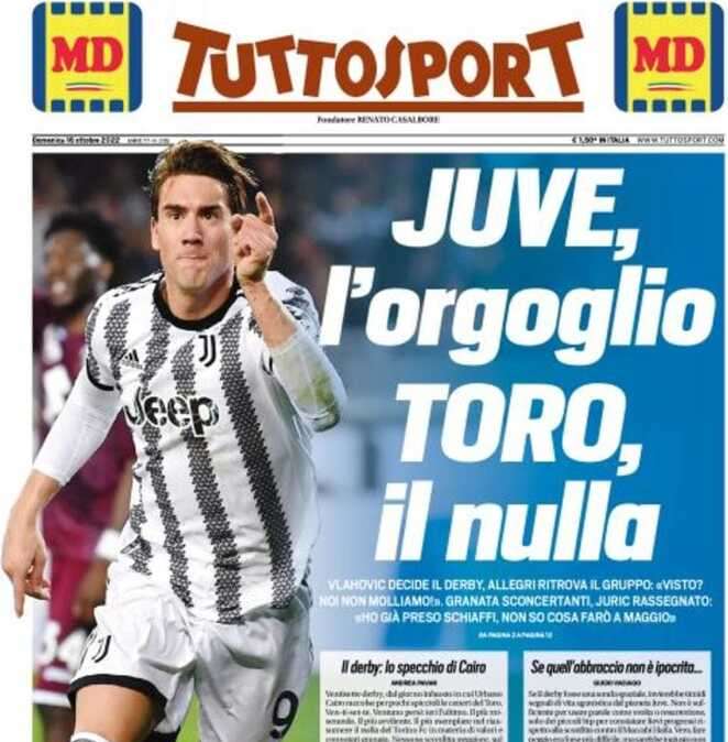 Tuttosport - Juve, l’orgoglio. Toro, il nulla