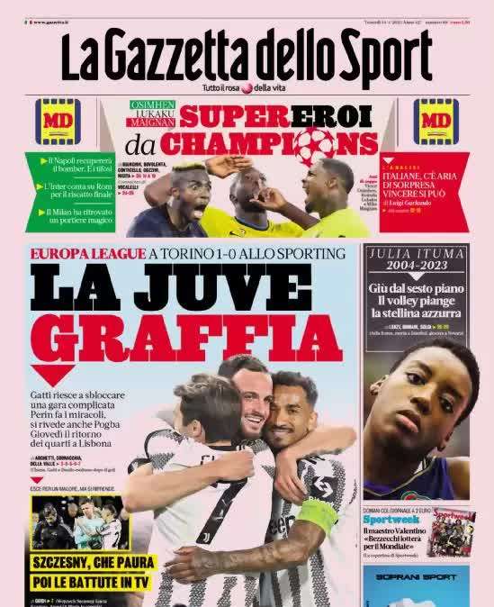 Gazzetta - La Juve graffia 