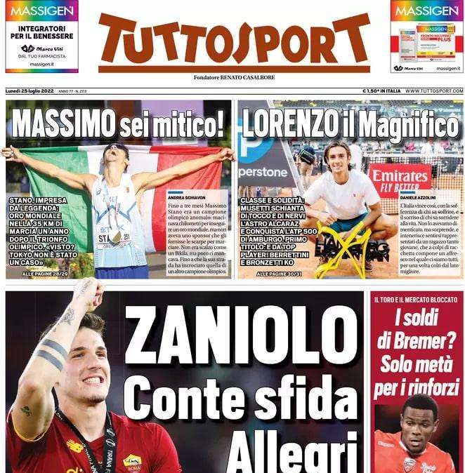 Tuttosport - Zaniolo, Conte sfida Allegri
