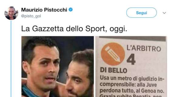 Fake news - Pistocchi e alcune testate bianconere inventano un 4 in pagella de La Gazzetta dello Sport all'arbitro Di Bello. La replica della rosea