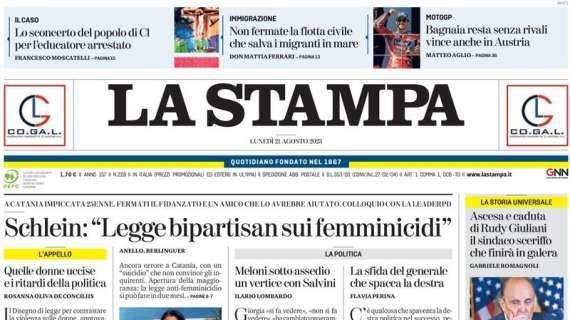 La Stampa - Juve, esordio con il botto 
