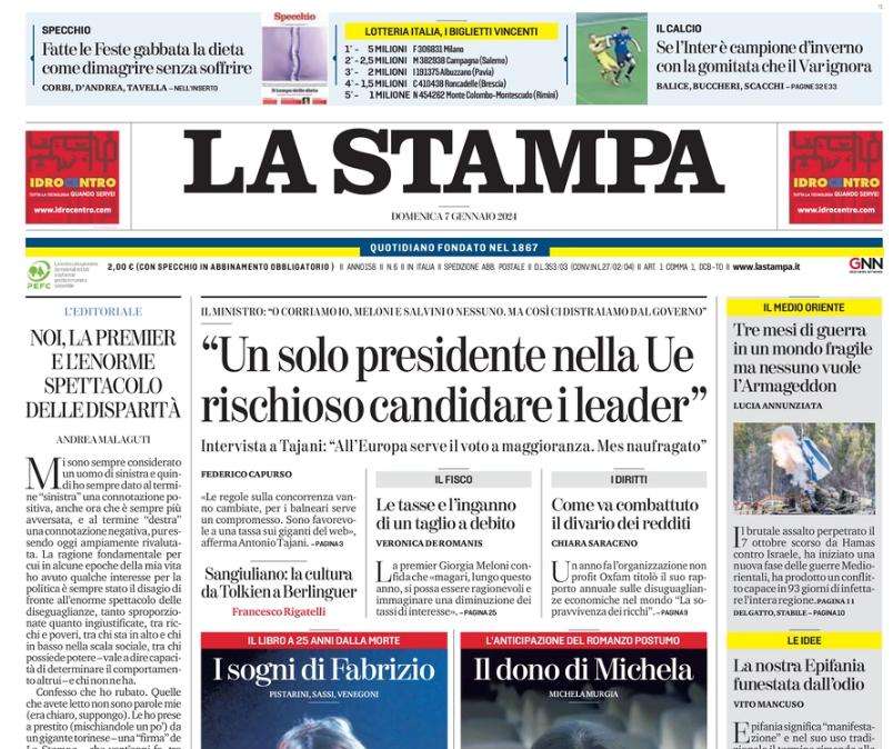 La Stampa - Inter campione di inverno con una gomitata che il Var ignora 
