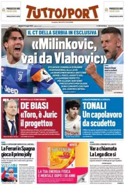 Tuttosport - "Milinkovic vai da Vlahovic"