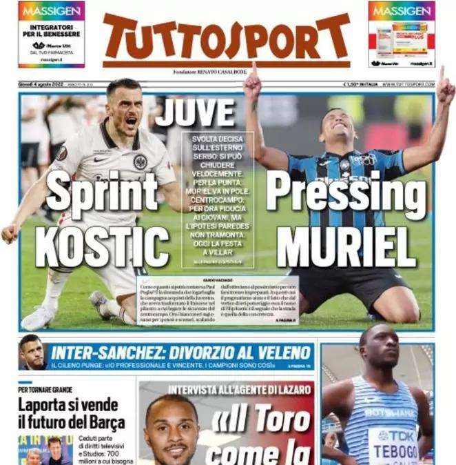 Tuttosport - Sprint Kostic e pressing Muriel