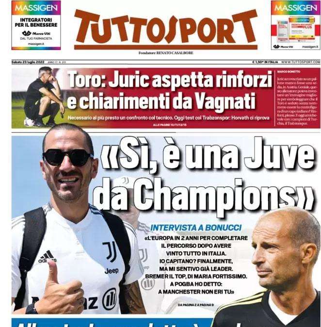 Bonucci a Tuttosport: “Finalmente capitano”