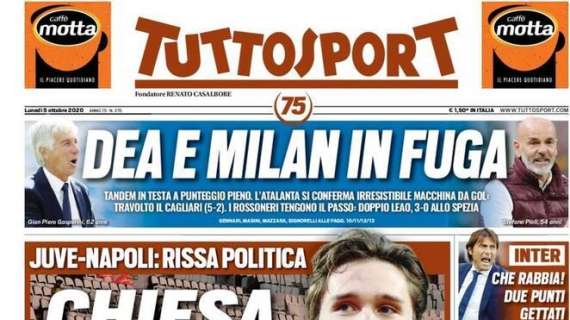 Tuttosport - Juve-Napoli: rissa Politica. Chiesa, oggi si fa