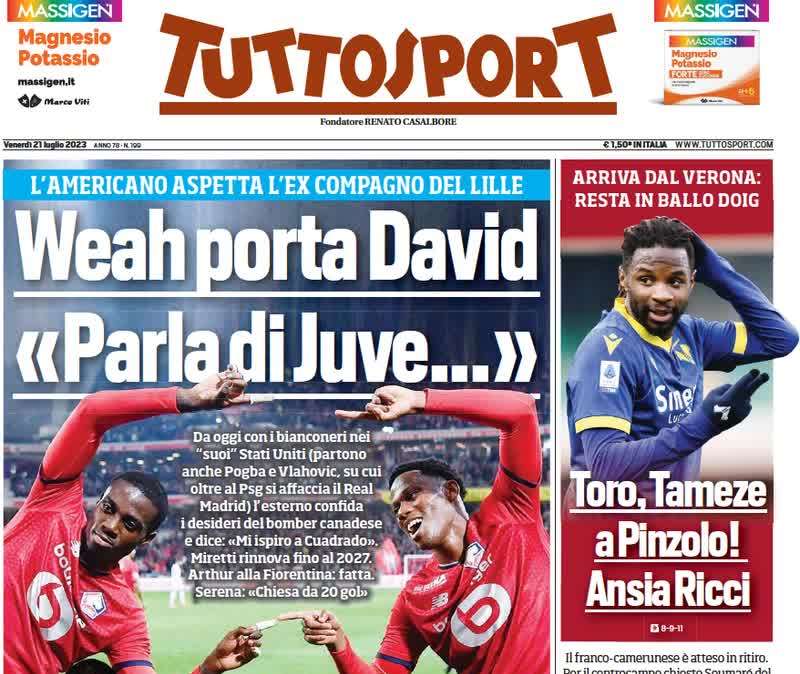 Tuttosport - Weah porta David
