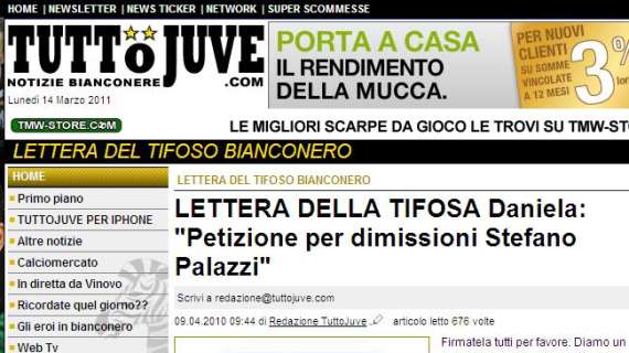 LETTERA DEL TIFOSO Giorgio: "Ciao Daniela"