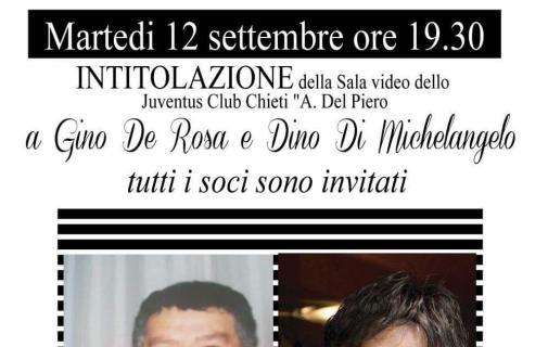 Juventus Official Fan Club A. Del Piero Chieti, intitolazione sala video alla memoria di due soci