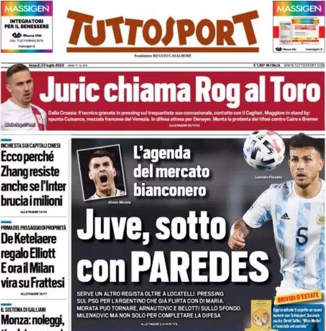 Tuttosport - Juve, sotto con Paredes 