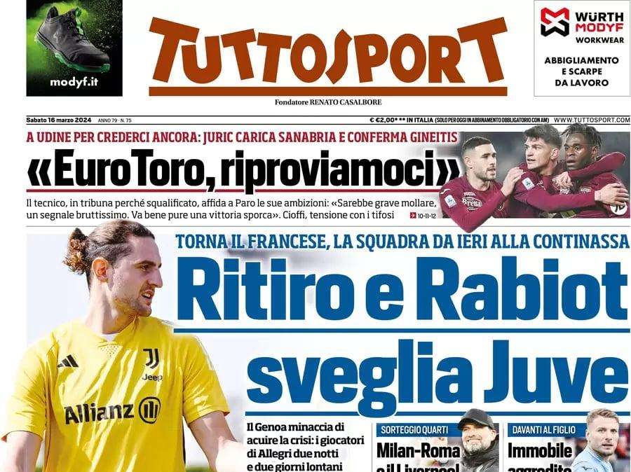 Tuttosport- Ritiro e Rabiot, sveglia Juve