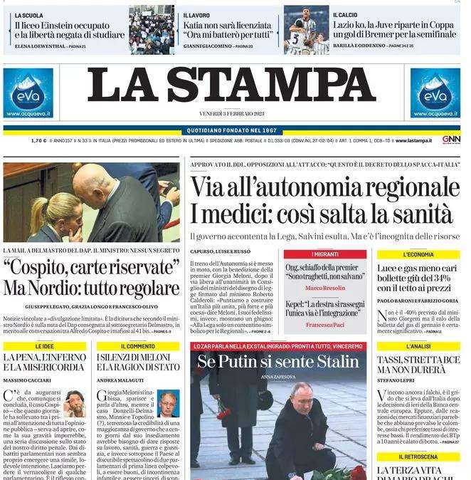 La Stampa - Lazio ko, la Juve riparte in coppa