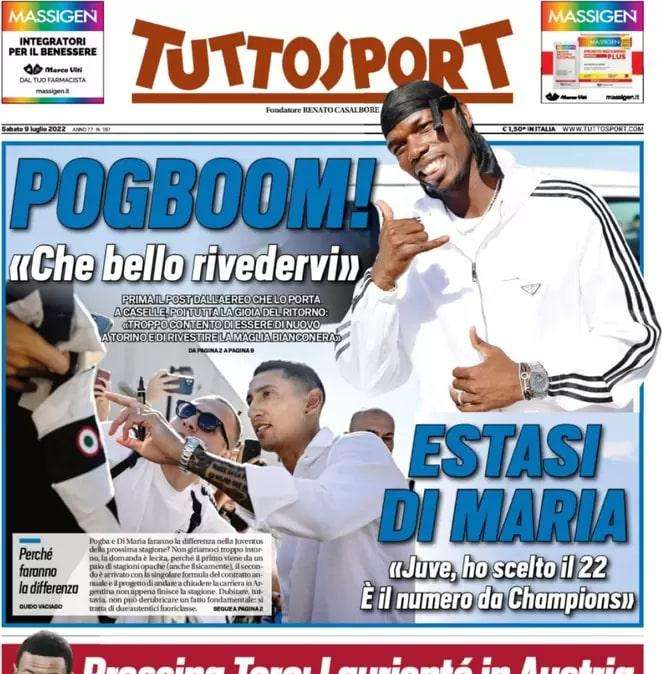 Tuttosport - Pogboom! Estasi Di Maria