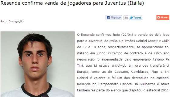 GABRIEL APPELT PIRES: "Felicissimo e onorato di vestire la maglia della Juventus"