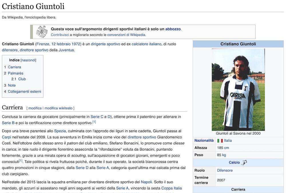 La curiosità: quando Cristiano Giuntoli giocava in bianconero