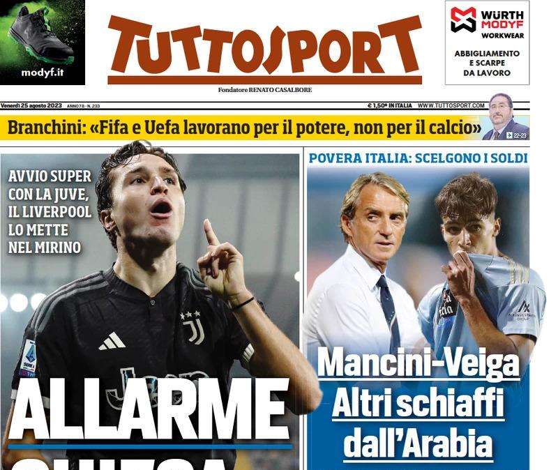 Tuttosport - Allarme Chiesa