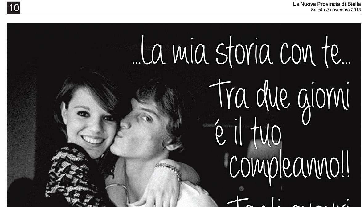 La Nuova Provincia di Biella - Ecco la pagina d'amore di Stefano Beltrame...