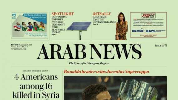 Arab News - L'incornata di Ronaldo fa vincere la Supercoppa alla Juve