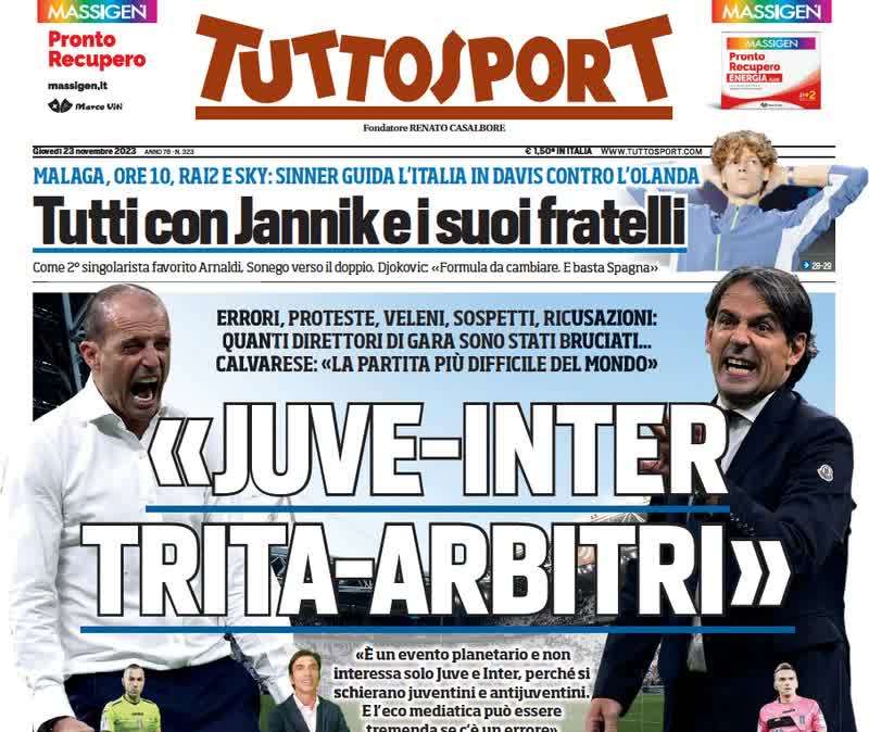Tuttosport - Juve-Inter trita arbitri